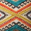 18 x 18 Square Cotton Accent Throw Pillow; Aztec Tribal Inspired Pattern; Trimmed Fringes; Multicolor