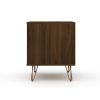 Manhattan Comfort Rockefeller 2.0 Mid-Century- Modern Nightstand with 2-Drawer in Brown