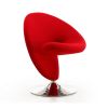 Manhattan Comfort Curl Red and Polished Chrome Wool Blend Swivel Accent Chair