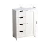 White Bathroom Storage Cabinet; Floor Cabinet with Adjustable Shelf and Drawers