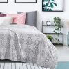 Back Printing Shaved Flannel Plush Blanket; checked Blanket for Bed or Sofa; 80&quot; x 90&quot;; Grey ( Set of 2)