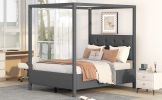 Full Size Upholstery Canopy Platform Bed with Headboard;