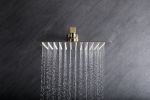 Brass Rainfall Shower System, Luxuly Bathroom Shower Faucet Combo Set Brushed Gold