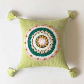 Household Tassel Knitted Pillow Cover Sofa Cushion (Option: Light Green-45x45cm Without Core)