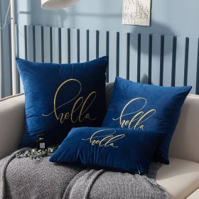 Simple Solid Color Gold Thread Embroidery Couch Pillow Netherlands Velvet Model Room Office Small Waist (Option: Time Wind Blue-30 �� 50cm)