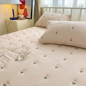 Maternal And Infant Grade Cotton Fitted Sheet Single Piece Simmons Mattress (Option: Tulip Champagne-120x200cm)