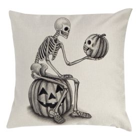 Halloween Pillow Cover Skull Pumpkin Home Sofa And Bedside Waist Cushion Cover (Option: 45x45cm-2style)