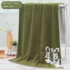 Cartoon Cute Home Cotton Travel Thickened Water-absorbing Quick-drying Soft Bath Towel (Option: Green-72 × 150cm)