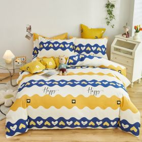 Cotton Single And Double Student Dormitory Three Piece Quilt Cover (Option: Horton yellow-4piece twin set220x240)