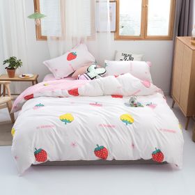 Washed Cotton Four-piece Bedding Set Autumn Single (Option: Sweet Strawberry-100cm)