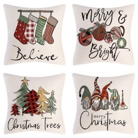 Home Decoration Christmas Pillow Cover Four-piece Set (Option: Style 63-45x45cm)