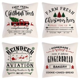 Home Decoration Christmas Pillow Cover Four-piece Set (Option: Style 56-45x45cm)