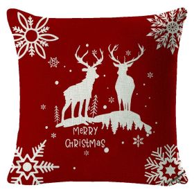 Christmas Elk Printing Linen Pillow Cover (Option: Style 5-45x45cm)