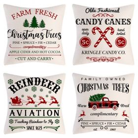 Home Decoration Christmas Pillow Cover Four-piece Set (Option: Style 37-45x45cm)