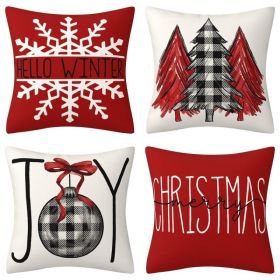 Home Decoration Christmas Pillow Cover Four-piece Set (Option: Style 54-45x45cm)