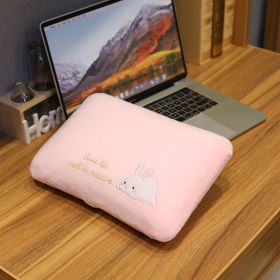 Nap Small Pillow Portable Lunch Break For Men And Women (Option: pink bunny-32x20cm)