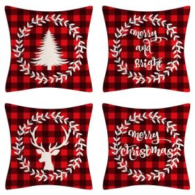 Home Decoration Christmas Pillow Cover Four-piece Set (Option: Style 69-45x45cm)