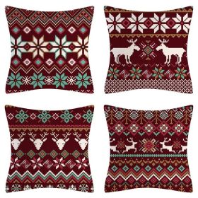 Home Decoration Christmas Pillow Cover Four-piece Set (Option: Style 52-45x45cm)