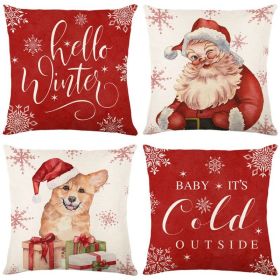 Home Decoration Christmas Pillow Cover Four-piece Set (Option: Style 26-45x45cm)