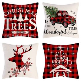 Home Decoration Christmas Pillow Cover Four-piece Set (Option: Style 9-45x45cm)