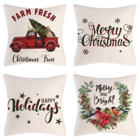 Home Decoration Christmas Pillow Cover Four-piece Set (Option: Style 30-45x45cm)