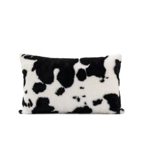 Black And White Cow Pattern Velvet Waist Pillow Living Room Sofa Cushion (Option: 30x50cm-Pillowcase)