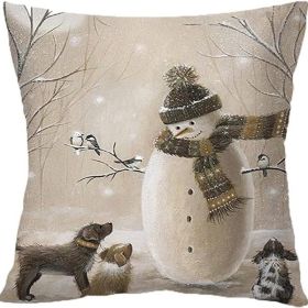 Winter Series Throw Pillow Cover Linen (Option: W022737-45x45cm)