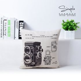 Black And White Simple Industrial Style Cotton And Linen Cushion Case (Option: B-43x43cm Pillowcase)