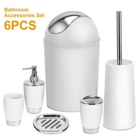 Bathroom Accessories Set 6 Pcs Bathroom Set Ensemble Complete Soap Dispenser Toothbrush Holder (Color: White')