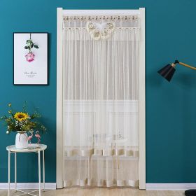 Double Yarn Lace Gauze Door Curtain Over The Door Anti-mosquito Living Room Bedroom Bathroom Universal Partition Home Decoration (Color: Beige)