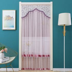 Double Yarn Door Curtain Anti-mosquito Embroidered Tassel Quiet Bedroom Living Room Bathroom Universal Partition Home Decoration (Color: 02 pink)