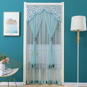 Double Yarn Door Curtain Anti-mosquito Embroidered Tassel Quiet Bedroom Living Room Bathroom Universal Partition Home Decoration (Color: 02 Green)