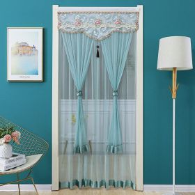 Double Yarn Door Curtain Anti-mosquito Embroidered Tassel Quiet Bedroom Living Room Bathroom Universal Partition Home Decoration (Color: 01 Green)