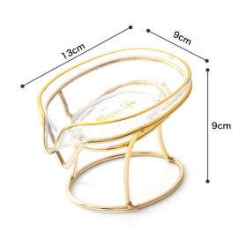 Luxury Soap Case Leaf Shape Iron Art Holder Bathroom Drain Soap Storage Dish Container Non-slip Draining Tray Bath Organizer (Color: Transparent)