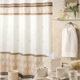 Muwago Luxurious Lattice Print Vintage Classic Shower Curtain Elegant Thick Waterproof Light Brown Marble Pattern Bath Cover (size: W78"*H78")