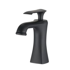 Single Handle Contemporary Bathroom Vanity Basin Sink Faucet (Color: Matte Black)