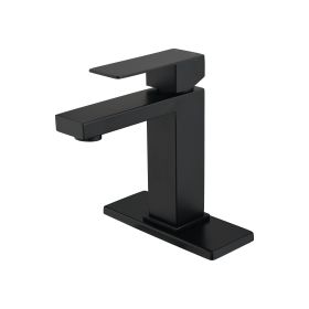 Waterfall Spout Bathroom Faucet; Single Handle Bathroom Vanity Sink Faucet (Color: Matt Black)