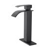 Waterfall Spout Bathroom Faucet; Single Handle Bathroom Vanity Sink Faucet