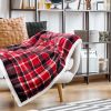 Plaid Flannel Sherpa Throw Blanket(2 Pack Set of 2)