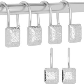 Silver Shower Curtain Hook; Zinc Alloy Hook; Set of 12 (Color: as Pic)