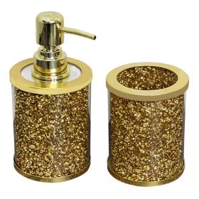 Ambrose Exquisite 2 Piece Soap Dispenser and Toothbrush Holder in Gift Box (Color: as Pic)