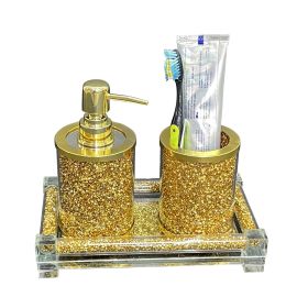 Ambrose Exquisite 3 Piece Soap Dispenser and Toothbrush Holder with Tray (Color: as Pic)