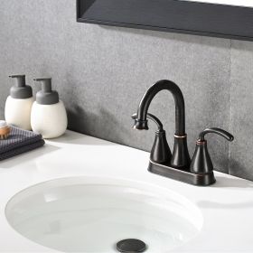 Two Handle Bathroom Sink Faucet with Pop-Up Drain (Color: Oil-Rubbed Bronze)