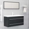 2 Piece Bathroom Furniture Set Gray Engineered Wood