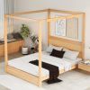 Queen Size Canopy Platform Bed with Headboard and Support Legs