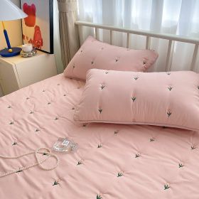 Maternal And Infant Grade Cotton Fitted Sheet Single Piece Simmons Mattress (Option: Tulip pink-180x200cm)