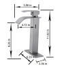 Waterfall Spout Bathroom Faucet; Single Handle Bathroom Vanity Sink Faucet