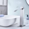 Waterfall Spout Bathroom Faucet; Single Handle Bathroom Vanity Sink Faucet