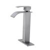 Waterfall Spout Bathroom Faucet; Single Handle Bathroom Vanity Sink Faucet