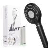 Aquacubic Black Shower Head Handheld High Pressure Water Saving 3 Modes Adjustable Filter Showerhead